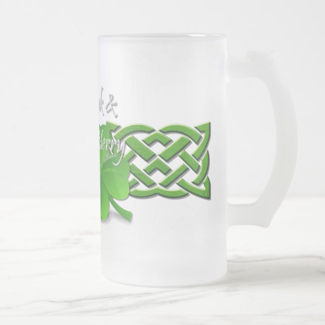 Drink & Be Merry Irish St Patricks Day Frosted Glass Beer Mug (Right)