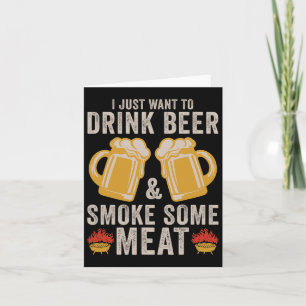 Drink Beer And Smoke Some Meat Bbq Grilling Card