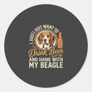 Drink Beer Beagle Dog Craft Ale Bottle Hops Classic Round Sticker