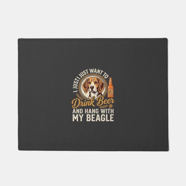 Drink Beer Beagle Dog Craft Ale Bottle Hops Doormat (Front)