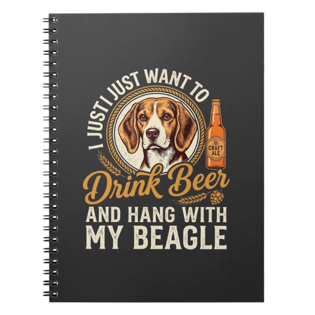 Drink Beer Beagle Dog Craft Ale Bottle Hops Notebook (Front)