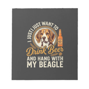 Drink Beer Beagle Dog Craft Ale Bottle Hops Notepad