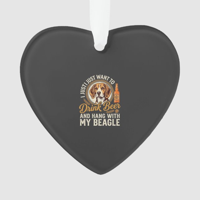 Drink Beer Beagle Dog Craft Ale Bottle Hops Ornament (Front)