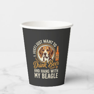 Drink Beer Beagle Dog Craft Ale Bottle Hops Paper Cups