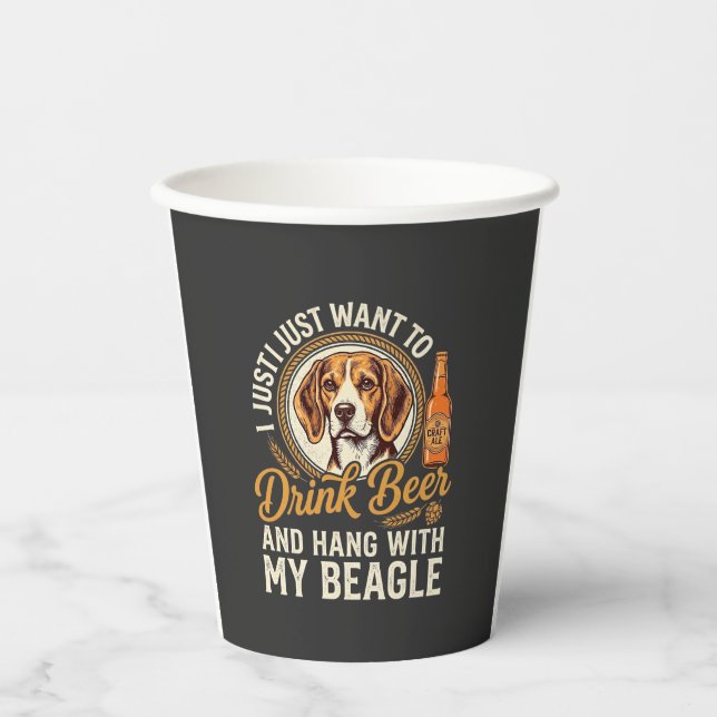 Drink Beer Beagle Dog Craft Ale Bottle Hops Paper Cups (Front)