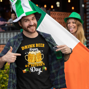 Drink Beer Happy St Patrick's Day Graphic T-Shirt