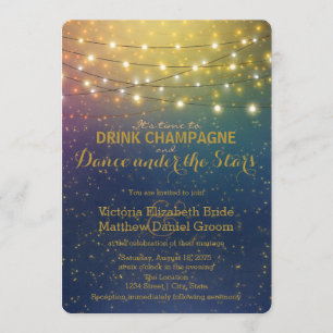 Drink Champagne Dance Under The Stars Wedding Invitation