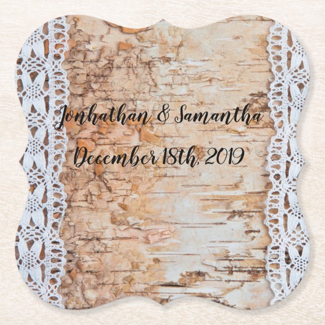 Drink Coasters country barn wood lace trim Edge (Front)