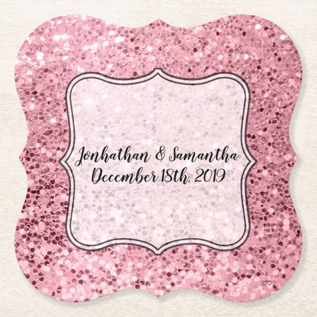 Drink Coasters Rose Gold Glitter (Front)