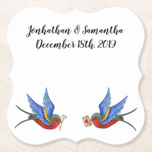 Drink Coasters Traditional Bird Tattoo Sparrow bir