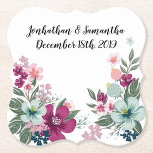 Drink Coasters Tropical Flower on White