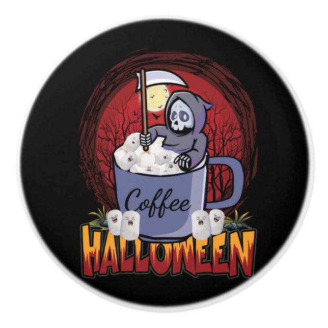 Drink Coffee And Be Scary Ceramic Knob (Front)