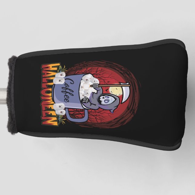 Drink Coffee And Be Scary Golf Head Cover (Front)