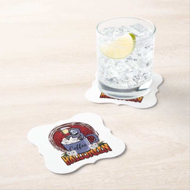 Drink Coffee And Be Scary Paper Coaster (Insitu)