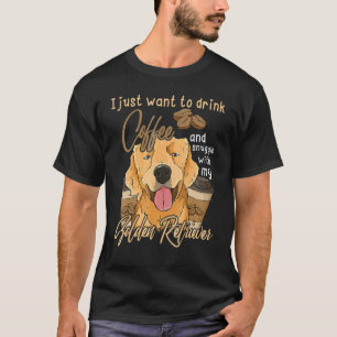 Drink Coffee And Snuggle Golden Retriever Dog  Gra T-Shirt