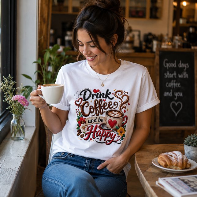 Drink Coffee & Be Happy Tri-Blend Shirt (Creator Uploaded)