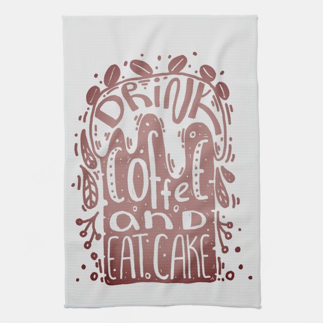 Drink Coffee Eat Cake Tea Towel (Vertical)