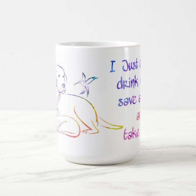 Drink Coffee Save Animals Take Naps Animal Lover Mug (Center)