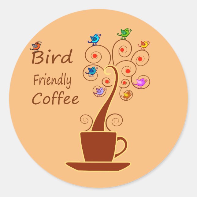 Drink Coffee Save Birds Classic Round Sticker (Front)