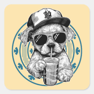 drink coffee square sticker
