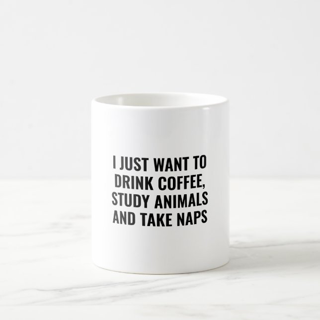 Drink Coffee Study Animal Funny Zoology Student Mug (Center)
