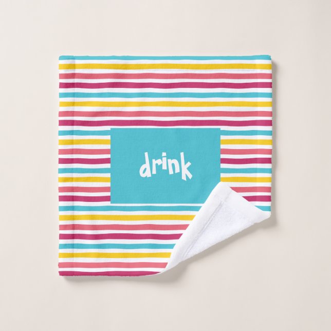 "drink" Colourful Striped Candy Funny Wash Cloth (Wash Cloth)