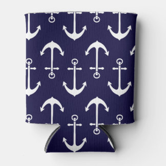 Drink Cosy | White Anchors Pattern Can Cooler