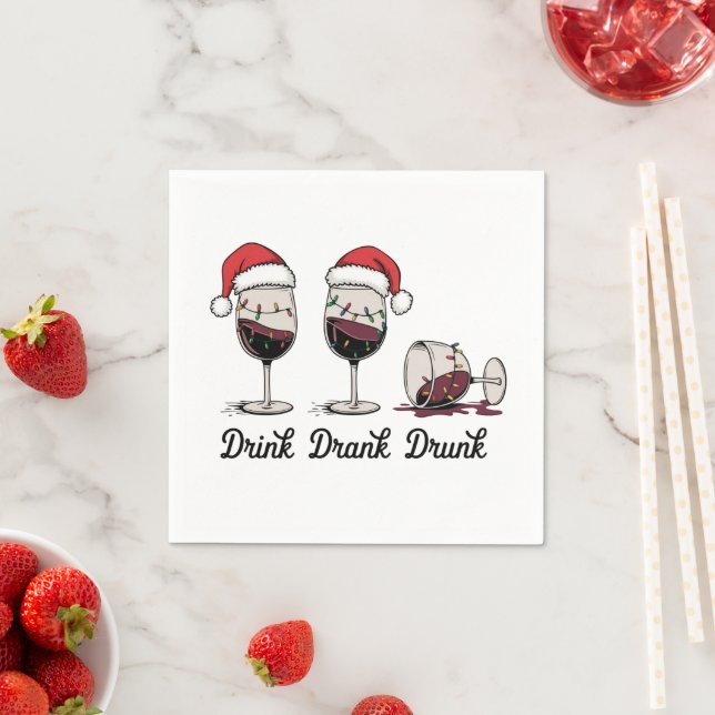 Drink Drank Drunk Christmas Wine Napkin (Insitu)