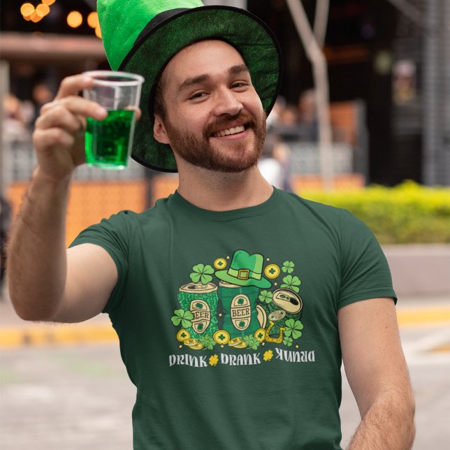 Drink Drank Drunk Funny St Patrick's Day Beer T-Shirt (Creator Uploaded)