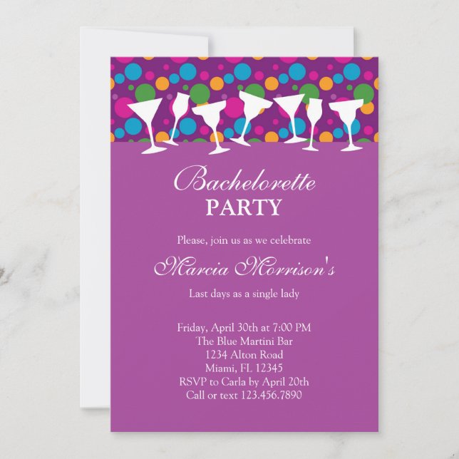 Drink Glasses Modern Bachelorette Invitation (Front)