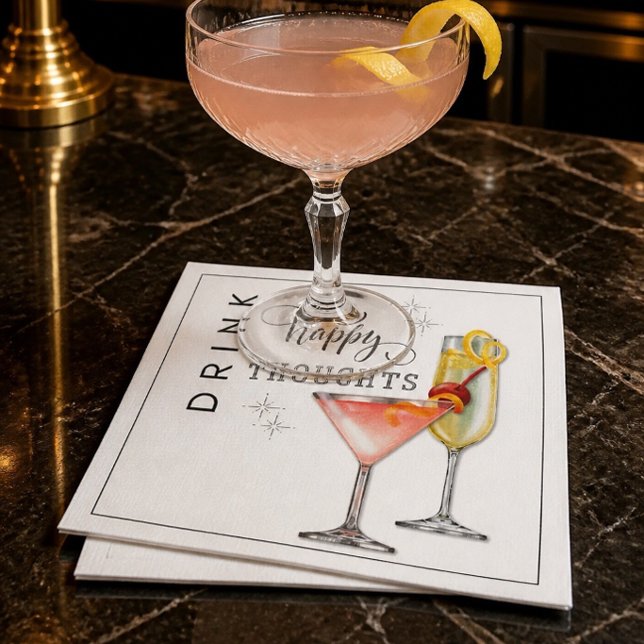 Drink Happy Thoughts Cocktail Napkins (Creator Uploaded)