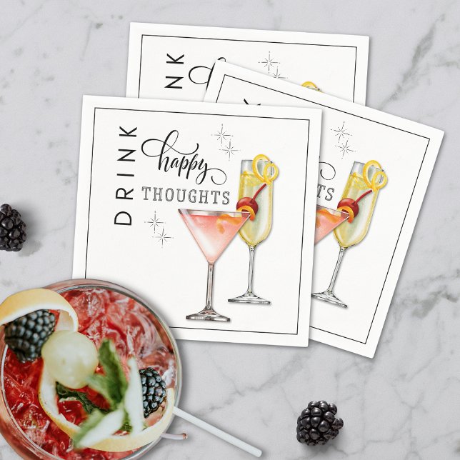 Drink Happy Thoughts Cocktail Napkins (Creator Uploaded)