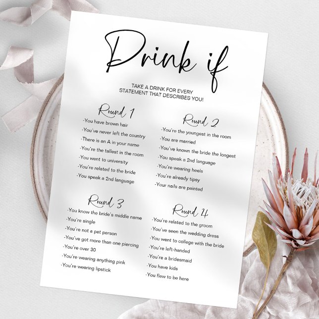 Drink If Bachelorette Game Minimalist Invitation (Creator Uploaded)