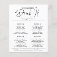 Drink If | Bachelorette Party Game Card