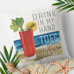 Drink In My Hand Quote Nautical Beach Summer Vacay Cushion