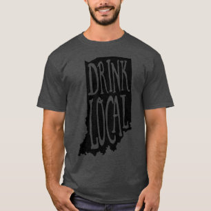 Drink Local Indiana State Outline Craft Beer T-Shirt