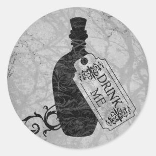 Drink Me Bottle Grey Classic Round Sticker