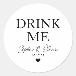 DRINK ME Dessert Candy Bar Heart Wedding Favour Classic Round Sticker