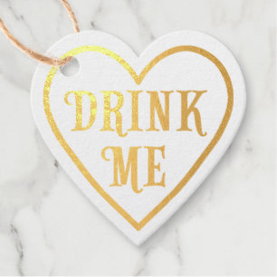 "Drink Me" Enticing Valentine's Treats Gold Favour Tags