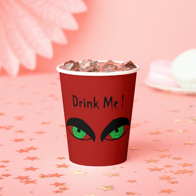 Drink Me Halloween Evil Eyes Red Paper Cups (Insitu)