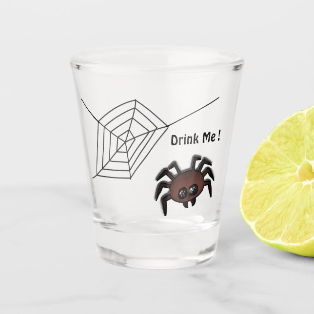 Drink Me Halloween Spider Shot Glass (Front)