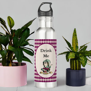 Drink Me Mad Hatter Alice in Wonderland Magenta 710 Ml Water Bottle