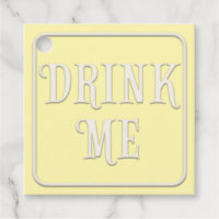 "Drink Me" Victorian Tea Party Yellow Square