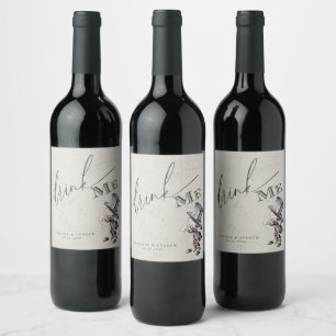 Drink Me Vintage Alice In Wonderland Wedding  Wine Label