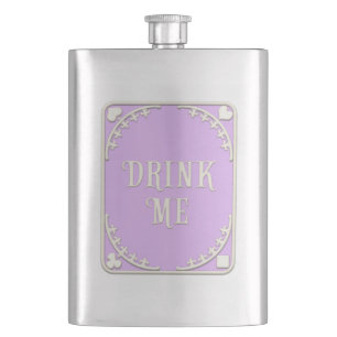 "Drink Me" Wonderland Tea Party Cute Purple Emblem Hip Flask