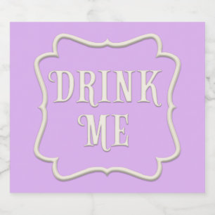 "Drink Me" Wonderland Tea Party Pastel Purple Liquor Bottle Label