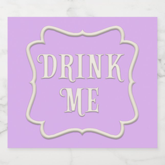 "Drink Me" Wonderland Tea Party Pastel Purple Liquor Bottle Label (Single Label)