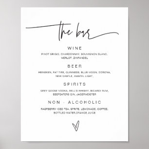 Drink Menu Wedding Bar Sign Reception Poster G400
