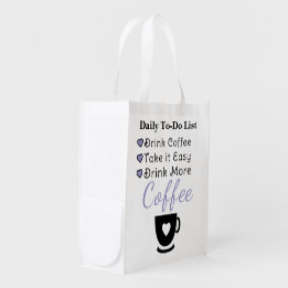 Drink more coffee purple reusable grocery bag