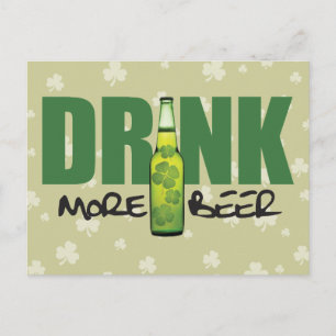 Drink More Irish Green Beer Postcard